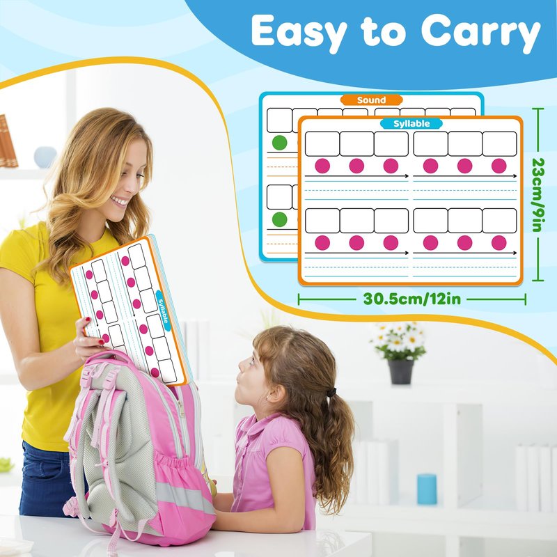 Laffunz 12 Packs Phonemic Awareness Dry Erase Board, Speech Therapy Material Dry Erase Phonics Games Flash Cards, Elkonin Boxes Science of Reading Spelling Manipulatives Classroom Materials Must Have