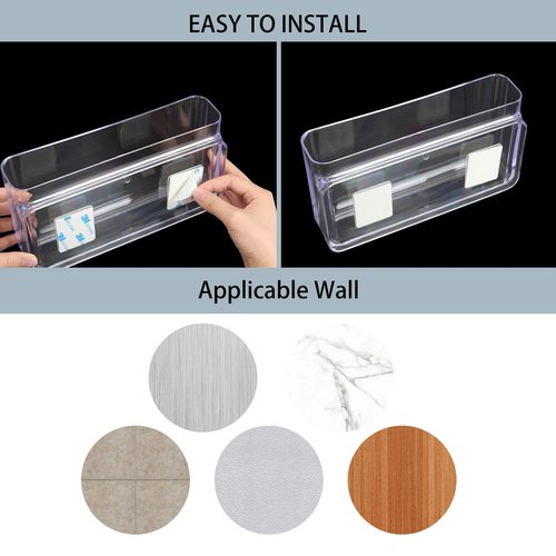 3 Pack Plastic Wall Folders, Acrylic Single Pocket Wall Mount File Holder, Clear Hanging Wall File Organizer for Office Home, 8.8” x 2.5” x 4.3”