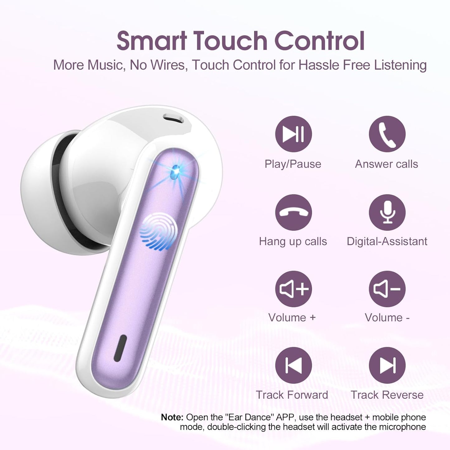 Taro Translation Earbuds - Real-Time Simultaneous Interpreter with 6 Modes & 164 Languages | Taro Purple