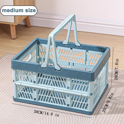 YTAONS Collapsible Storage Crate with Handles, 20L Foldable Plastic Basket, Organizer Container (Light blue, M)