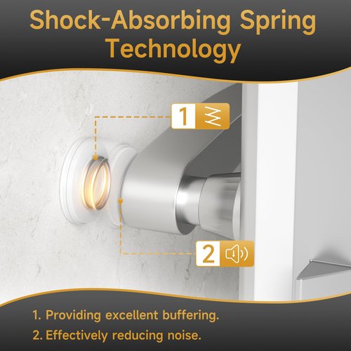 4PCS Door Stoppers for Wall Protector with Adhesive, Aluminum Door Knob Wall Protector, Spring Shock Absorption Technology, Door Bumpers for Walls, 1.38" Diameter, 0.94" Thickness, White