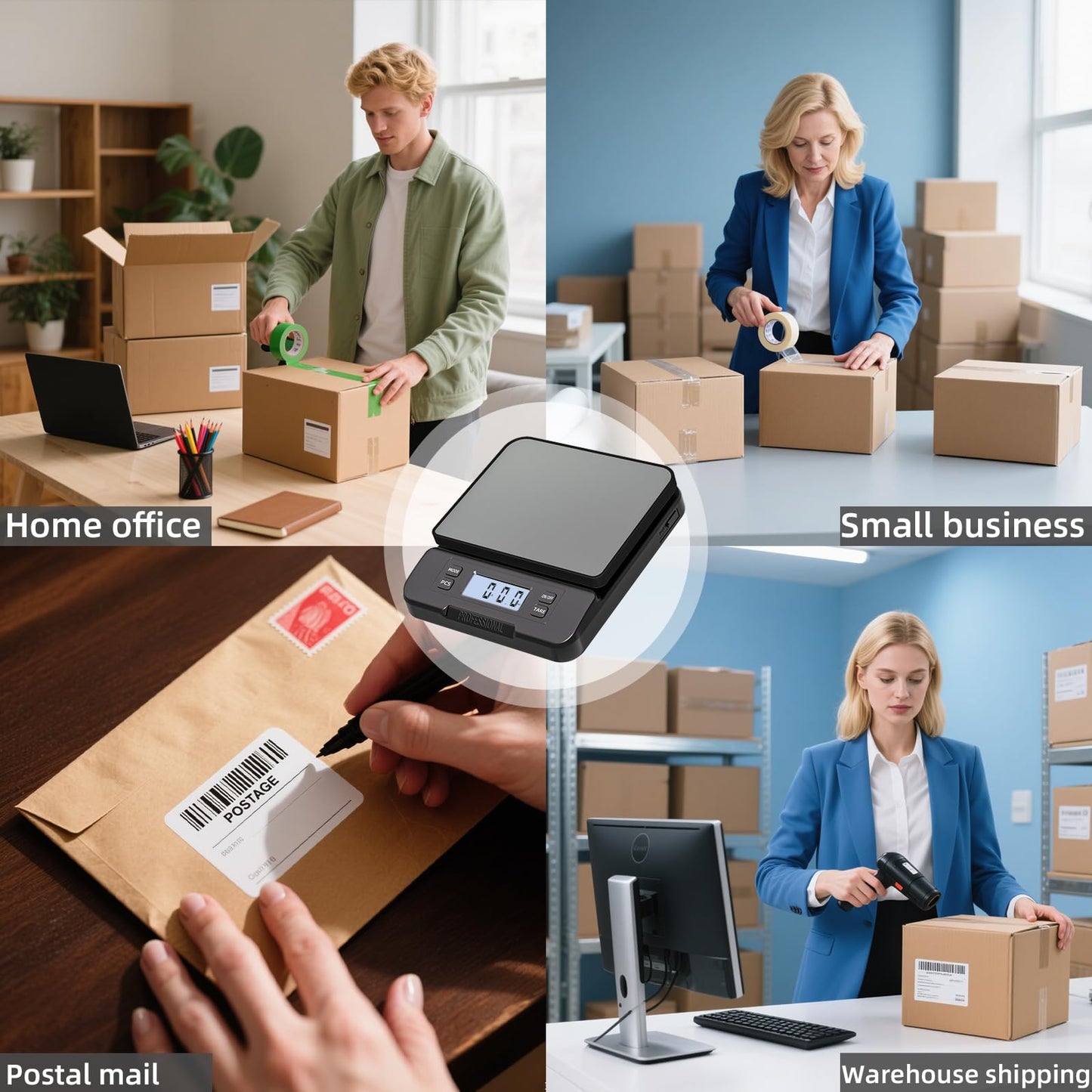 YONCON Shipping Scale 66lb Capacity, High Precision Digital Postal Scale with Large LCD Display, Hold/Tare/PCS Counting, 6 Units, Dual Power for Home, Office & Small Business