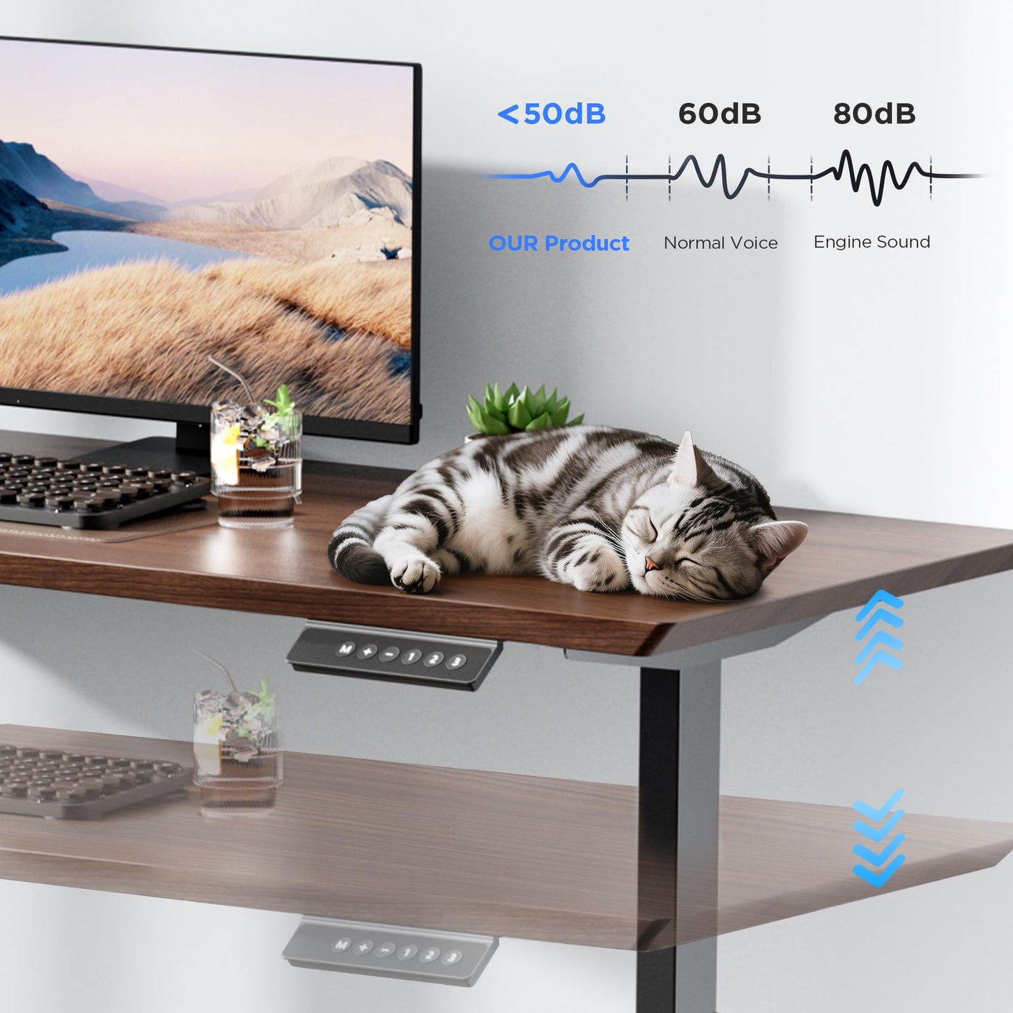 ZTTEN Dual Motor Electric Standing Desk Frame - 300 lbs Heavy Duty, 3 Memory Height Presets - Sit Stand Desk Frame, Computer Height Adjustable Desk Legs & Base for 43.3"-63" Desktop, Black Frame Only