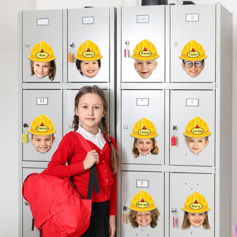 gisgfim 80Pcs Construction Helmet Cutouts Back to School Decorations Bulletin Board Construct Paper Cut-Outs Classroom Decor for Boy Girl DIY Craft Photo Wall Kindergarten Preschool Party Favor Supply