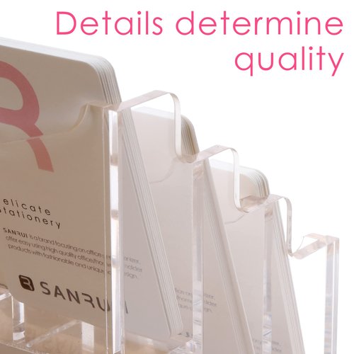 SANRUI Vertical Business Card Holder for Desk,Clear Acrylic Business Card Display Stand,9 Slots 3 Tier ,Holds 450 Cards