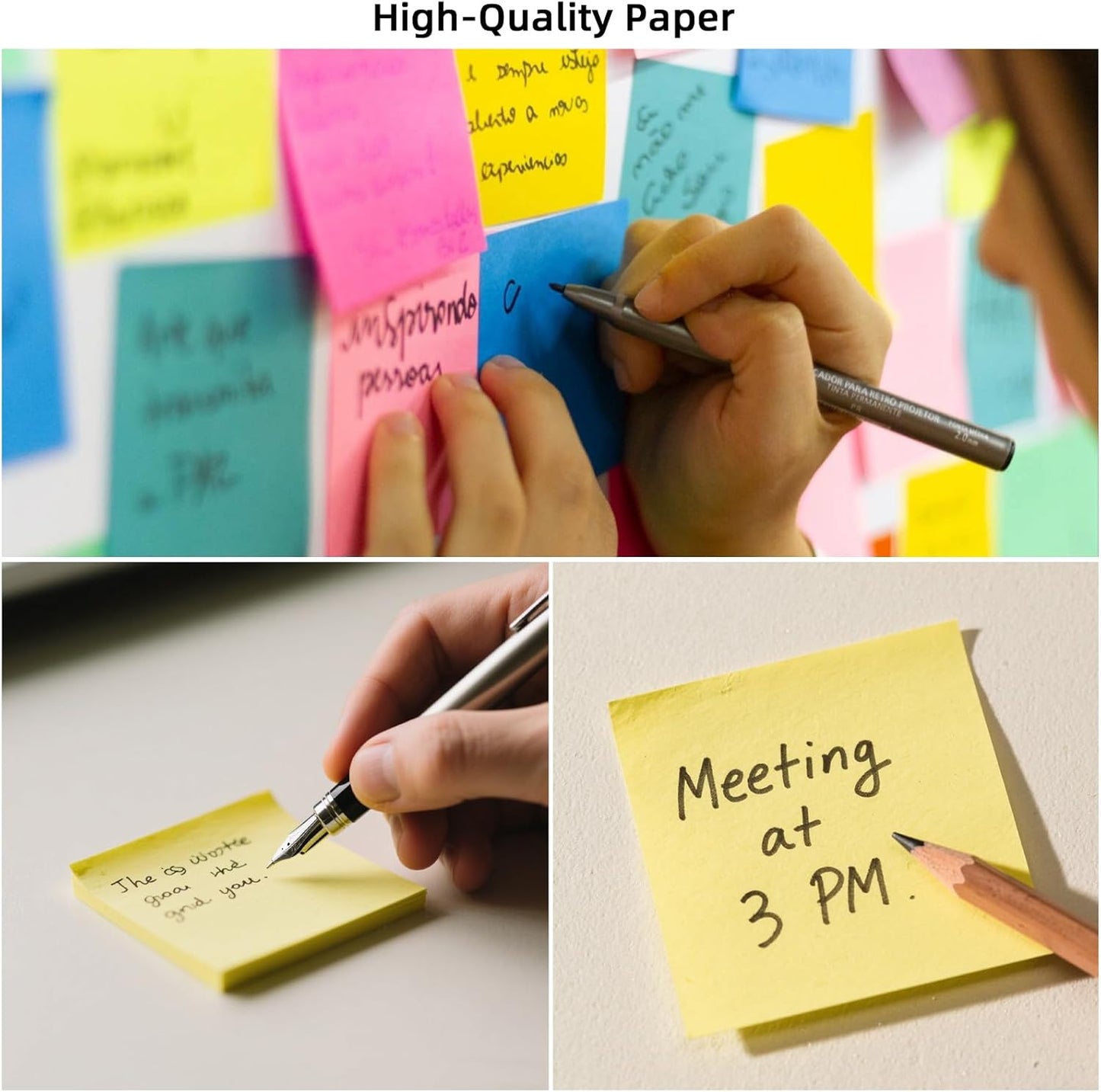 Skiennix Sticky Notes - Bright Color Self-Stick Pads | 3x3 Inches, Perfect for Home & Office