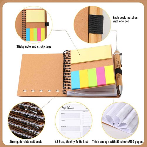 Moinchore 60 Pcs Christmas Employee Appreciation Gifts Bulk - 30 Sets Inspirational Spiral Notebooks with Motivational Pens, 2025 Weekly Planner with Notepad for Coworkers Staff Team Volunteer Nurse