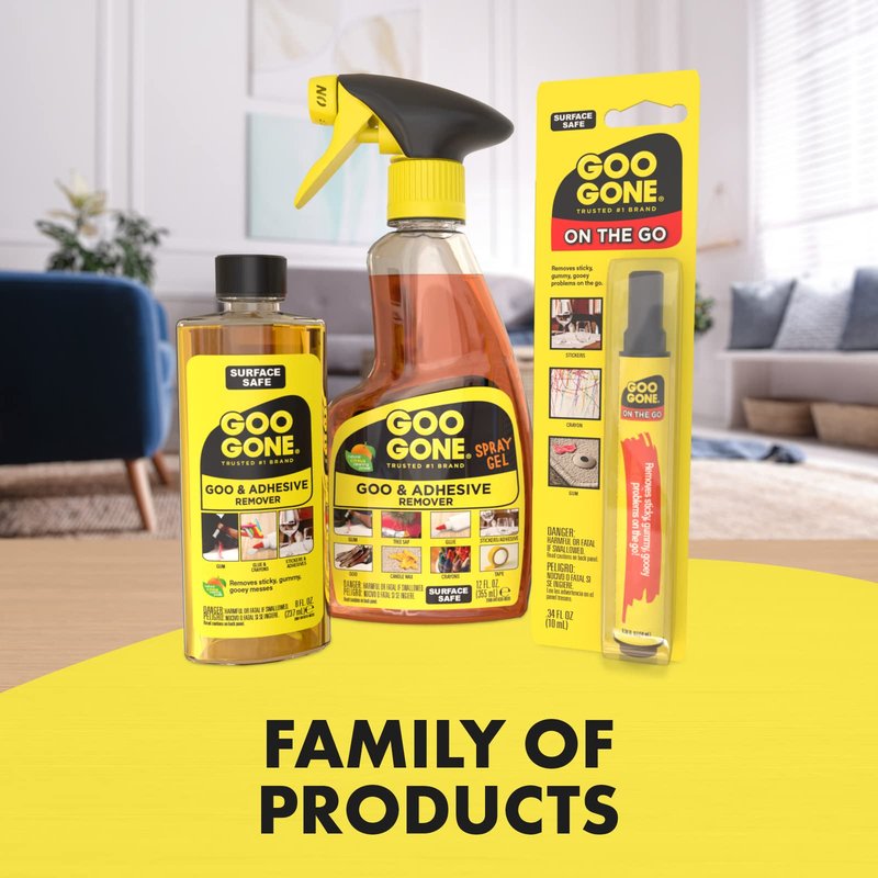 Goo Gone Adhesive Remover - 2 Pack - 8 Ounce - Surface Safe Adhesive Remover Safely Removes Stickers Labels Decals Residue Tape Chewing Gum Grease Tar Crayon Glue