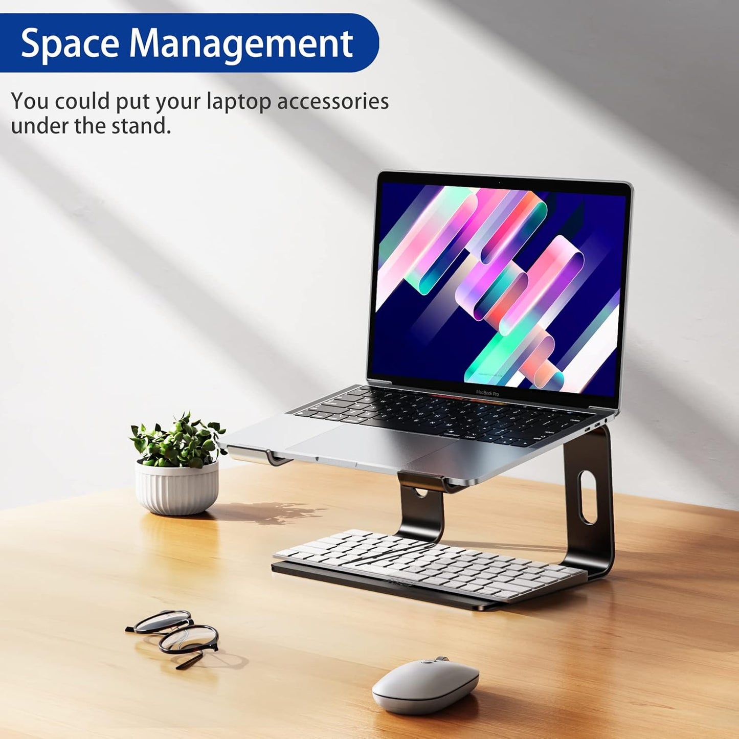 BESIGN LS03 Aluminum Laptop Stand - Ergonomic Detachable Riser for 10-15.6" Laptops | Black