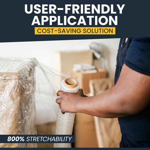 5Seconds Industrial Grade Pallet Stretch Wrap – 18" x 1500 Ft Clear Shrink Wrap, 80 Gauge, 7 Layers, 20 Microns, 800% Stretch – 4 Rolls – Heavy Duty Plastic Wrap for Moving & Storage