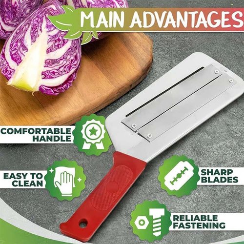 Stainless Steel Shredder Knife, 6 colors Stainless Steel Dual Blade Julienne Cutter, Cabbage Shredder for Coleslaw, Dual Blade Julienne Cutter for Slicing, Grating & Shredding (White)