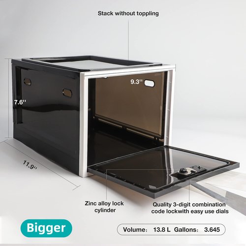 SANIDIKA Medicine Lock Box - Refrigerator Lockable Box for Food Storage Locker - Lockbox with Combination Lock- Pill Case Medical Organizer Locking Cabinet - Ipad Tablet Phone Jail Boxes