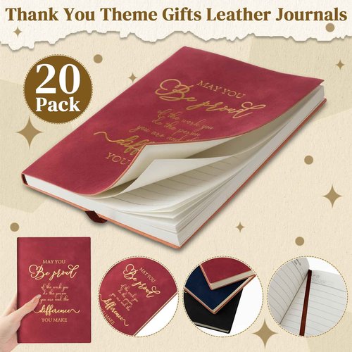 Fuutreo 20 Pcs Thank You Gifts Leather Journal Notebook Bulk A5 Notepad Appreciation Inspirational Gift for Women Men Employee Coworker Teacher Retirement Volunteer Assistant Nurse (Multicolor,Proud)