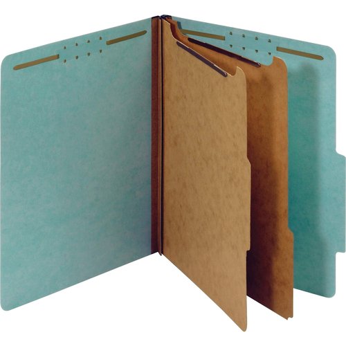 Pendaflex Recycled Classification File Folders, 2 Dividers, 2" Embedded Fasteners, 2/5 Tab Cut, Letter Size, Light Blue, Box of 10 (24030R)