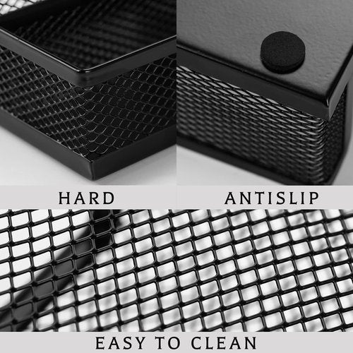 Ludato 2 Pieces Mesh Pen Holder Desk Organizers and Accessories for Desk,3 Compartments Black Pencil Holder for Office Supplies, Gifts for Colleague