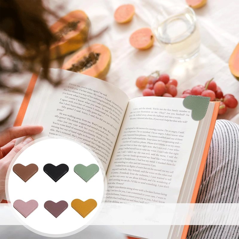 Leather Heart Bookmarks, Corner Page Clips for Women & Girls, Cute Handmade Book Accessories, Perfect Reading Gift for Book Lovers & Kids