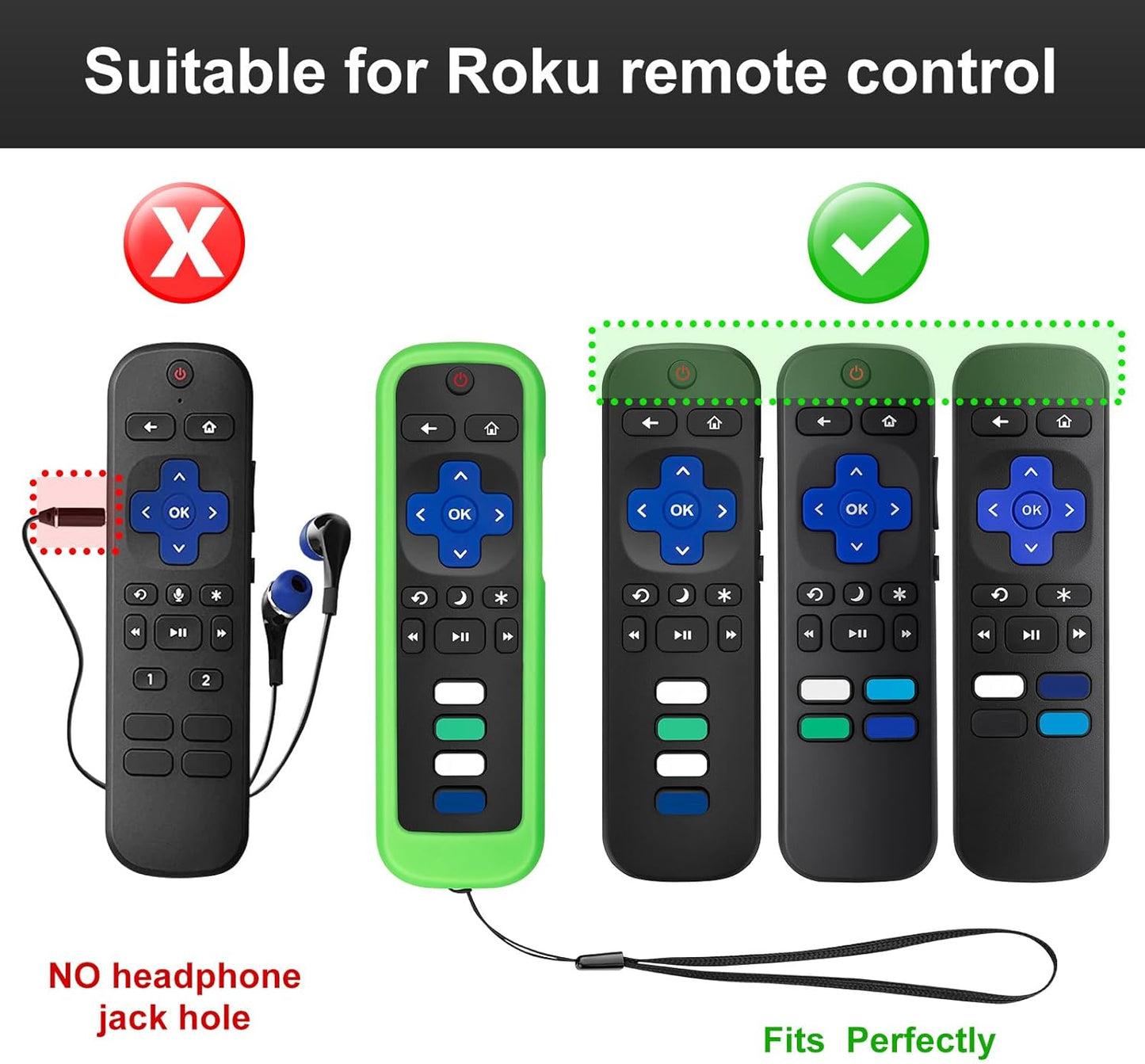 (Pack of 2) Replacement-Remote-Control for Roku-TV,Compatible for TCL Roku/Hisense Roku/Onn Roku/Philips Roku Smart TVs(Not for Roku Stick and Box)