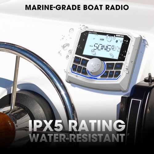 Bluetooth Boat Radio Receiver Waterproof: DOVOX Marine Gauge Stereo for Boat - 2.8 Inch LCD Display AM FM USB AUX Subwoofer for Golf Cart ATV UTV SXS Yacht