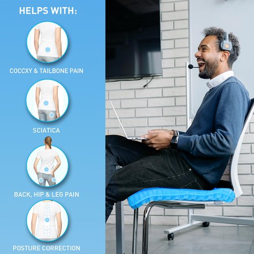 19.7" Gel Seat Cushion, Super Large & Thick Office Chair Cushion for Long Sitting - Back Hip Tailbone Pain Relief Cushion, Egg Seat Cushion Desk Chair Pads for Cars Wheelchair - Fits up to 350 lbs