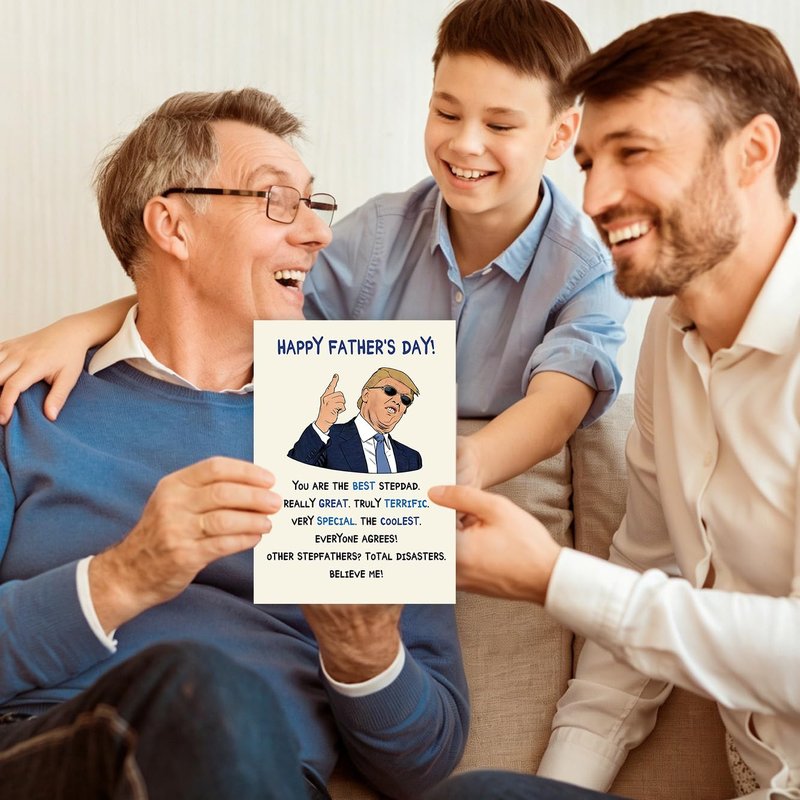 ACHICGIRL Funny Fathers Day Card for Stepdad, Bonus Dad Fathers Day Gift, Adult Humor Novelty Greeting Card for Stepfather, Satirical Happy Father’s Day Card