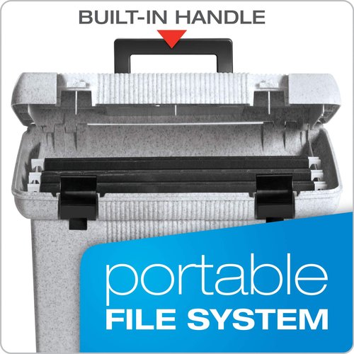 Pendaflex Portable File Boxes with File Rails and Hanging Folders (Black and Granite)
