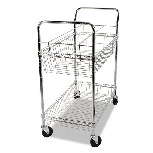 Alera ALEMC3518SR Carry-All 34.88 in. x 18 in. x 39.5 in. Basket/Shelf Mail Cart-Silver, 34.88" x 18" x 39.5"