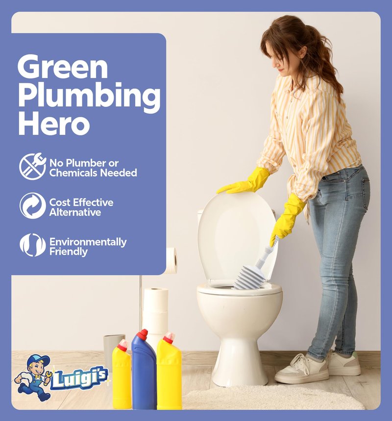 Luigi's Toilet Plunger - Unclogger Plungers for Bathroom - Heavy Duty Clog Remover with Effective Unblocker Bellows Design - Remover Tool to Unblock Toilet Blockage - Grey