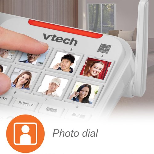 VTech SN5147 Amplified Corded/Cordless Senior Phone with Answering Machine, Call Blocking, 90dB Extra-Loud Visual Ringer, One-Touch Audio Assist on Handset up to 50dB, White