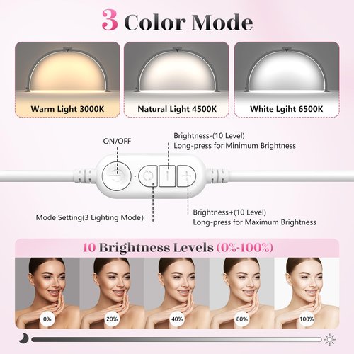 Half Moon Light for Nail Desk: 29" Foldable Half Moon Nail Desk Lamp with Phone Holder for Nail Beginner - Arch Nail Tech Light with 3 Color Modes & 10 Brightness for Manicure Salon (Diamond, Large)