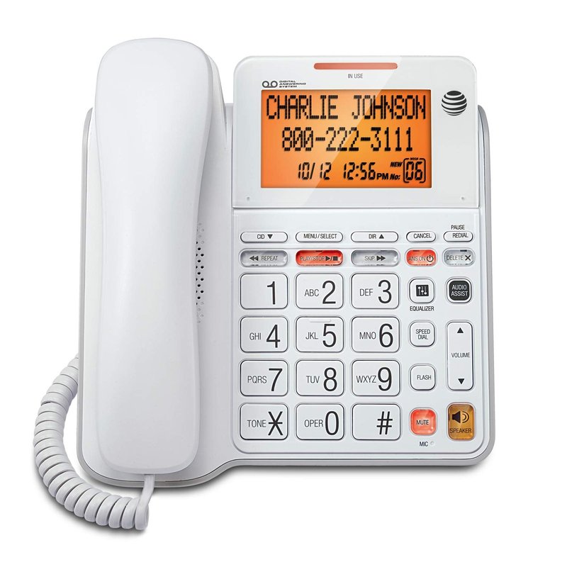 AT&T CL4940 Corded Phone with Digital Answering System, Caller ID, Large Tilt Display