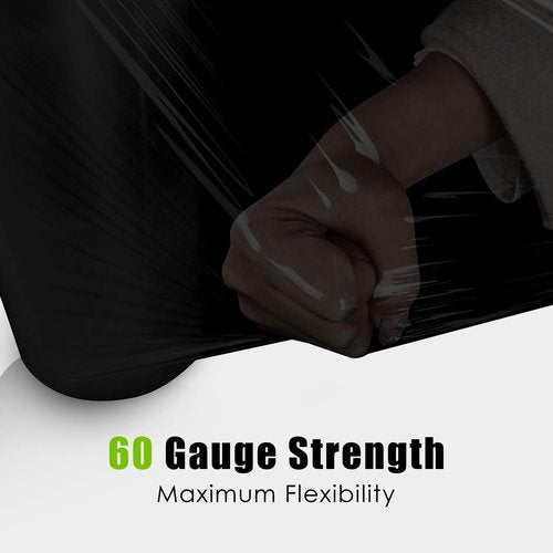 Cosy Family Plastic Wrap Stretch Film Roll - 1000ft 60 Gauge Industrial Strength 15 inch Wide Plastic Wrap Roll with Handles for Pallet Wrapping Shipping Moving - Black, Pack of 2