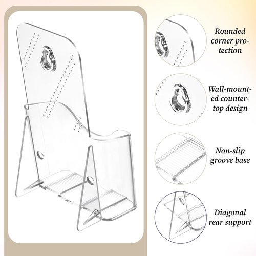Acrylic Brochure Holder 4 Inch, 6 Pack Acrylic Trifold Pamphlet Holder, Pamphlet Holder, Plastic Countertop Literature Holders, Wall Mount/Countertop Organizer for Display Flyer, Document, Booklet