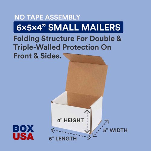 BOX USA Shipping Boxes Small 6"L x 5"W x 4"H, 50-Pack | Corrugated Cardboard Box Mailer for Packing, Moving and Storage 654