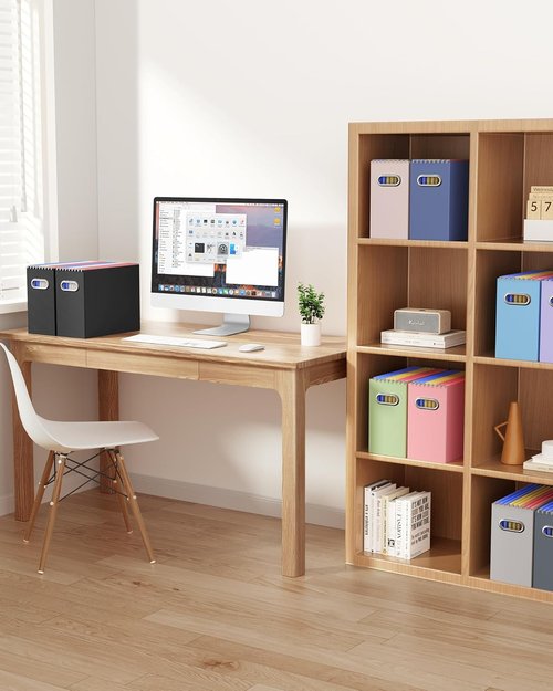 Oterri File Organizer Box - Letter Size Hanging File Holder for Home & Office | Navy - 2 Packs