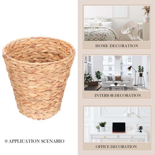 Woven Wicker Waste Basket Natural Woven Trash Can Round Wastebasket Garbage Bin for Bathroom Essentials Sundries Laundry 27cm