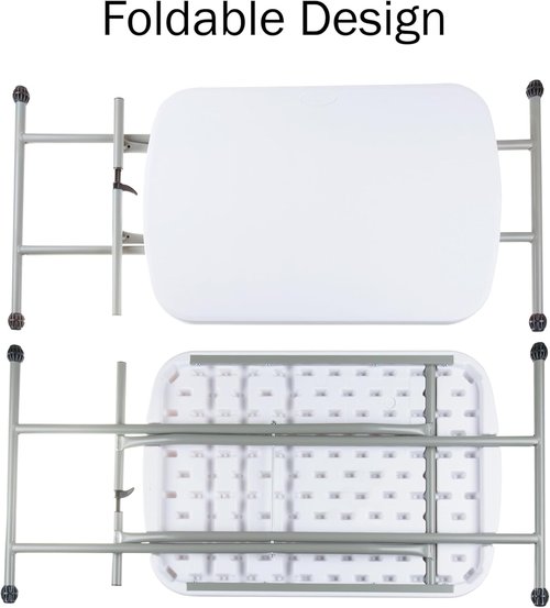 Lavish Home Portable Folding Table - 25.5 Inch Lightweight Adjustable Height Table for Indoor/Outdoor Use | White