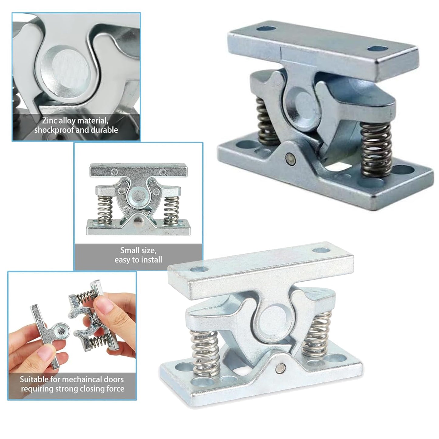 Heavy RV Door Holder Zinc Alloy Trailer Door Latch, Spring Loaded Double Roller Catch Easy Lock Stop for Trailers, Boats, Garage, Cabinets & Home Use with Screws (4 Pcs)