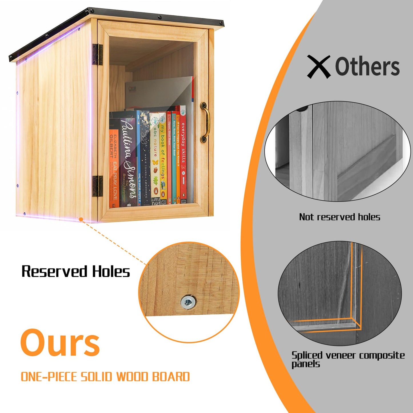 Little Library Box Outdoor, Waterproof Wooden Book Storage Cabinet for DIY, Community & School Sharing – Weatherproof Neighborhood Book Exchange for Literature, Magazines & Newspapers