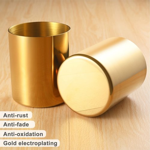 2 Packs Gold Pen Holder for Desk, SUS304 Stainless Steel Pen Organizer for Desk, Pencil Holder,Pencil Cup,Pen Cup,Desktop Stationery Organizer