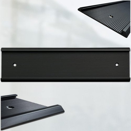 10 Pack Aluminum Name Plate Holders for Door or Wall, 2” x 8” Office Wall Mount Name Plate Holder with Textured Design and Double Sided Tape, for Office, Business, Meeting Room (Black)