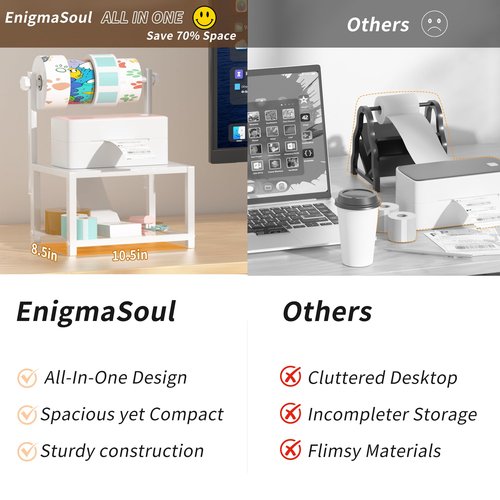 EnigmaSoul Label Holder for Rolls and Fan-Fold Labels, Sturdy Thermal Sticker Holder for Desktop Thermal Printer, Shipping Label Sticker Dispenser for Home, Office, and Small Businesses