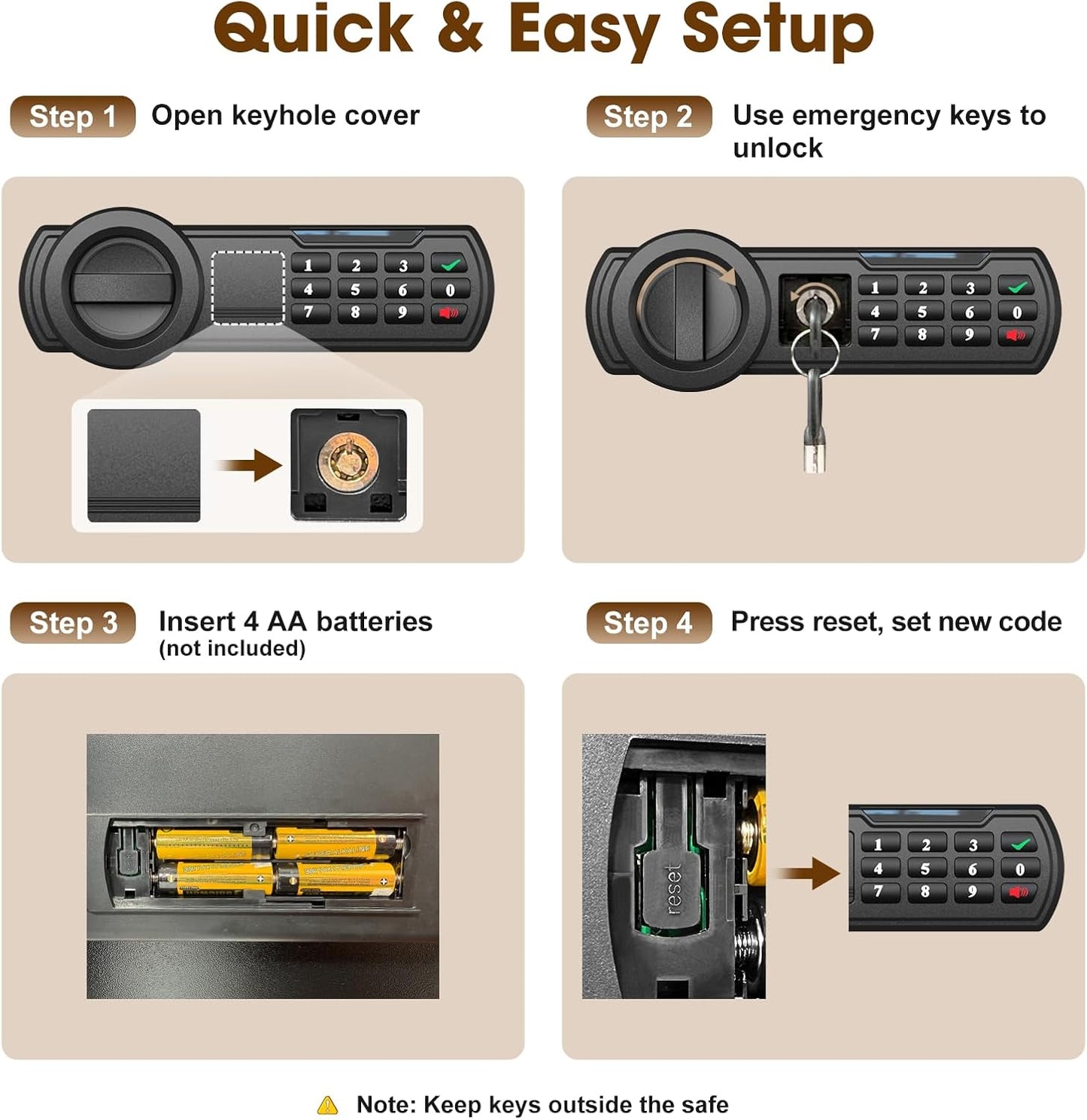 <1.6 cu.ft.>Goldenkey Digital Safe with Electronic Keypad, Document Safe with Removable Shelf, Personal Safes Box Perfect for Guns, Laptop for Home, Office, Hotel, 11.81"D x 14.96"W x 11.81"H