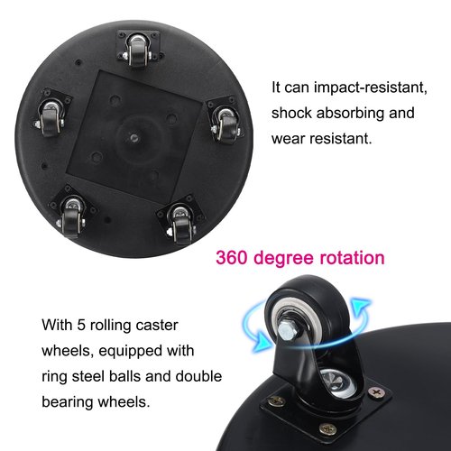 PATIKIL Low Roller Seat Wheel Stool Chair PU Leather Short Low Rolling Stool with Universal Wheel for Home Office Fitness (Black), 5.1" Height