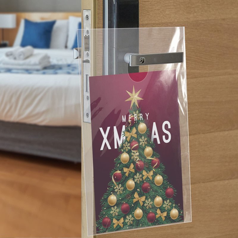Henoyso 1000 Pcs Door Hanger Bags Plastic Clear Door Knob Hanger Bags Waterproof Poly Newspaper Packets Bulk Flyers Brochures Notices Printed Materials (6 x 12 Inch)