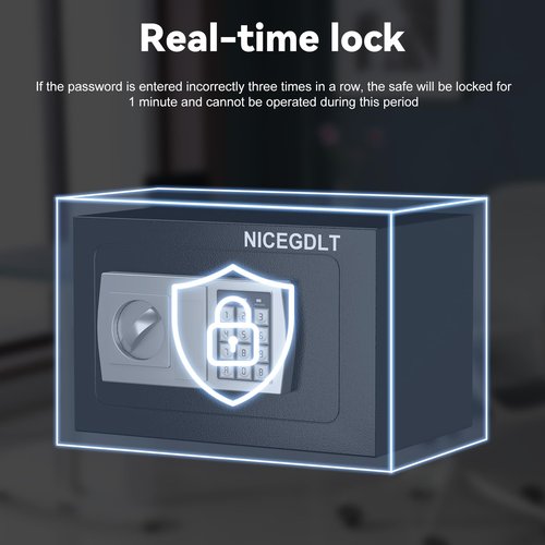 NICEGDLT 0.43 Cu Personal Safety Box, Small Fireproof Safes for Home with Fireproof Bag for Money Jewelry, Digital Security Safe box with lock for Home Office