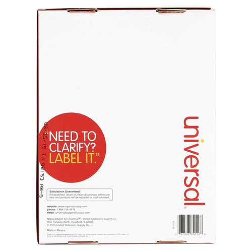 Universal Laser Printer Permanent Labels, 1" x 2 5/8, White, 7500/Box (80120)