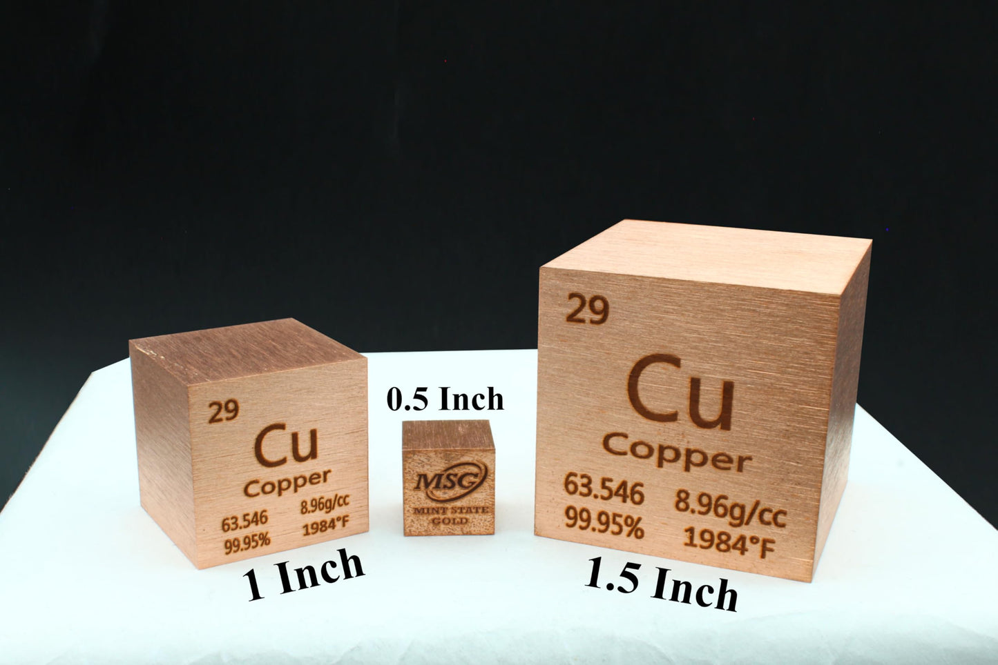 99.95% Pure 1" Inch Copper Cube - Element Design with Certificate of Authenticity