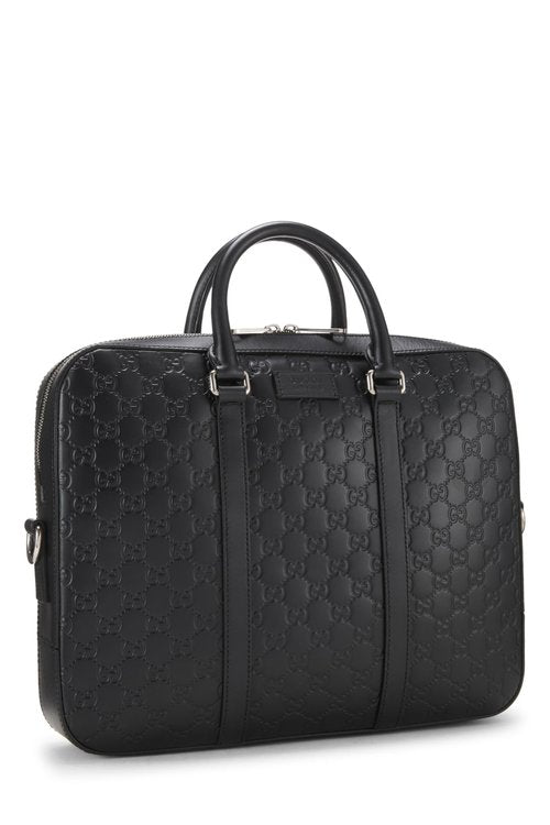 Gucci, Pre-Loved Black Guccissima Briefcase, Black