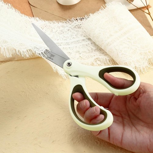 LIVINGO All-Purpose Scissors - Heavy-Duty Titanium Coated Stainless Steel Shears | 3-Pack in Sky Blue, Pink & Light Beige