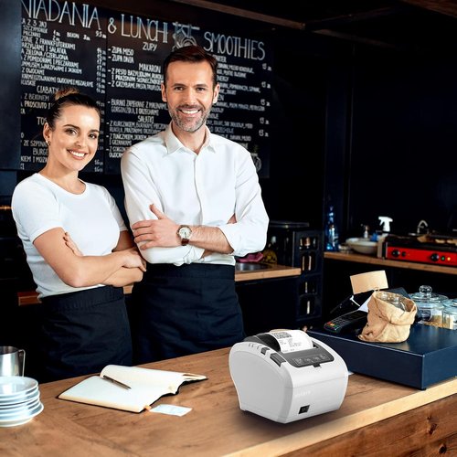 MUNBYN WiFi Thermal Receipt Printer - 80mm POS Printer for Square, Windows, Mac & Linux - White